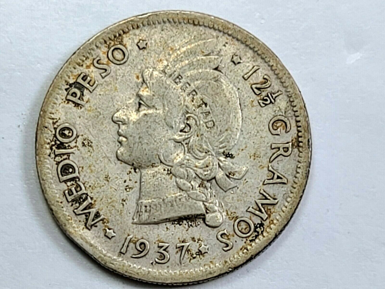 1937 Dominican Republic Silver 1/2 Half Peso ☆Low 500K Mintage☆  BXD5 - Fresh Stock Dated December 2025