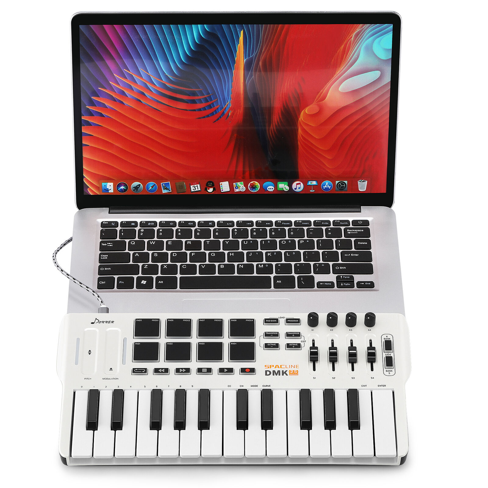 Donner Mini MIDI Keyboard Controller 25-Key with 8 Drum Pad Portable Light White - Fresh Stock Dated December 2025