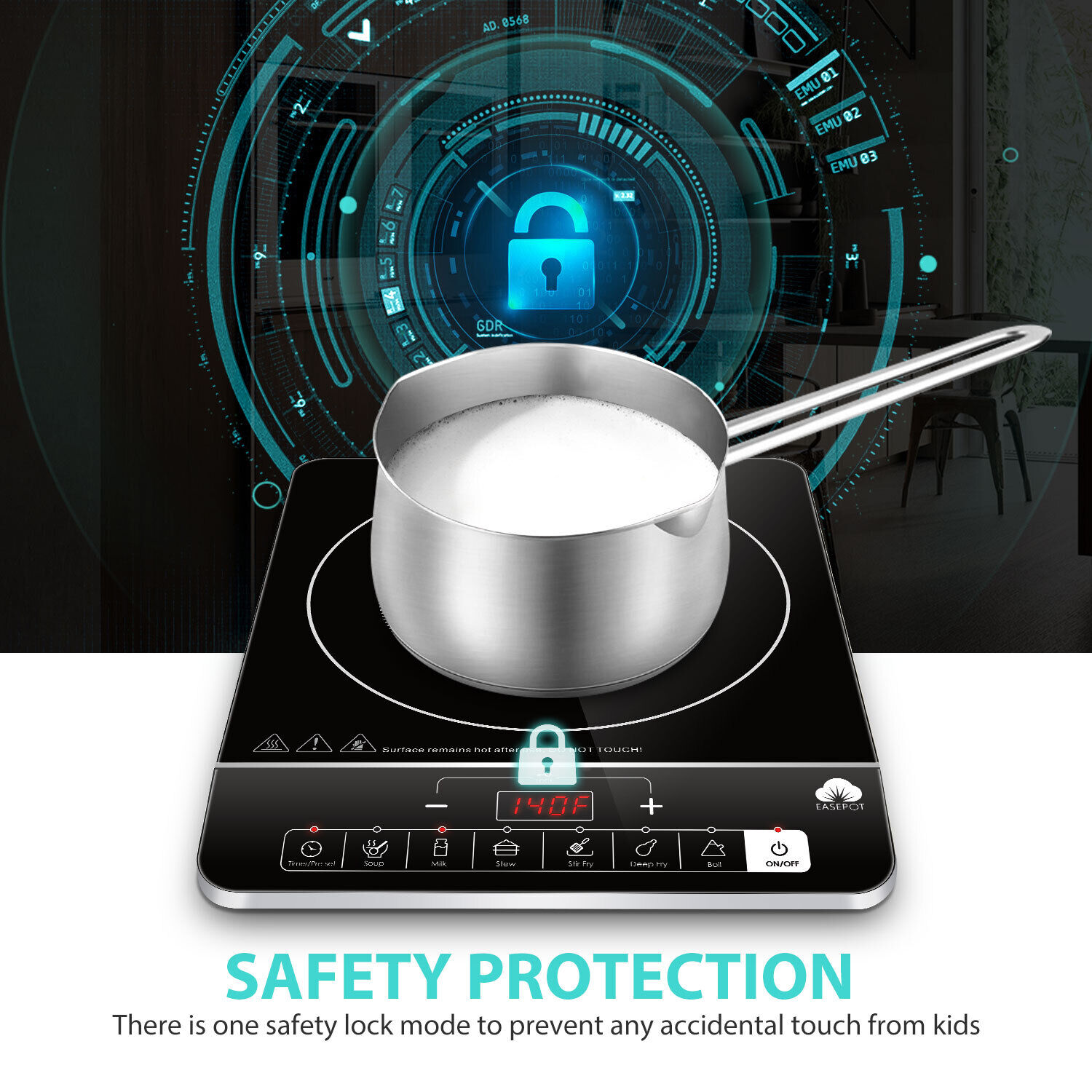 Induction Hob Portable Digital Hot Plate Electric Touch Control Child Lock Timer - Fresh Stock Dated February 2026