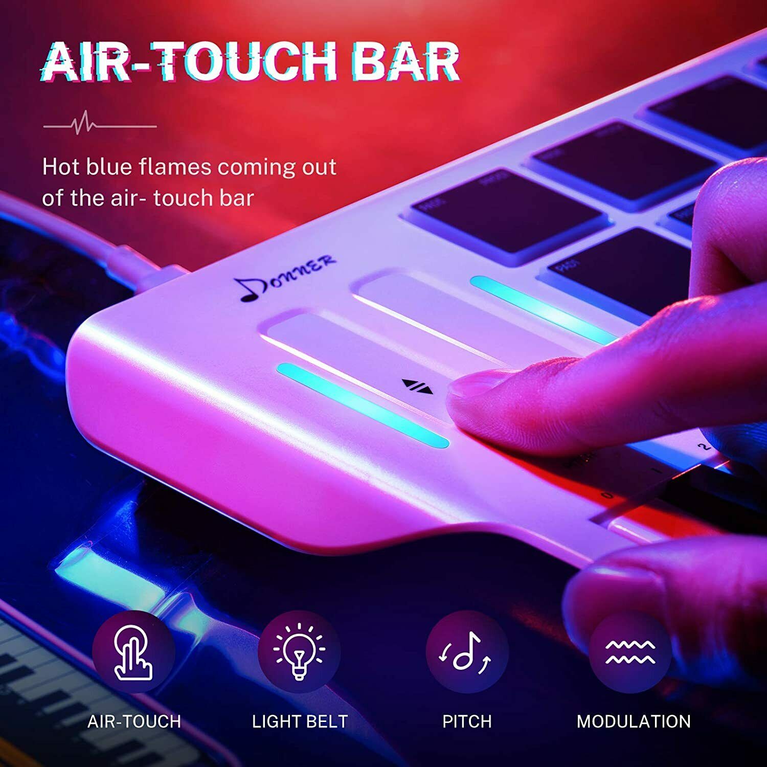 Donner Mini MIDI Keyboard Controller 25-Key with 8 Drum Pad Portable Light White - Fresh Stock Dated December 2025