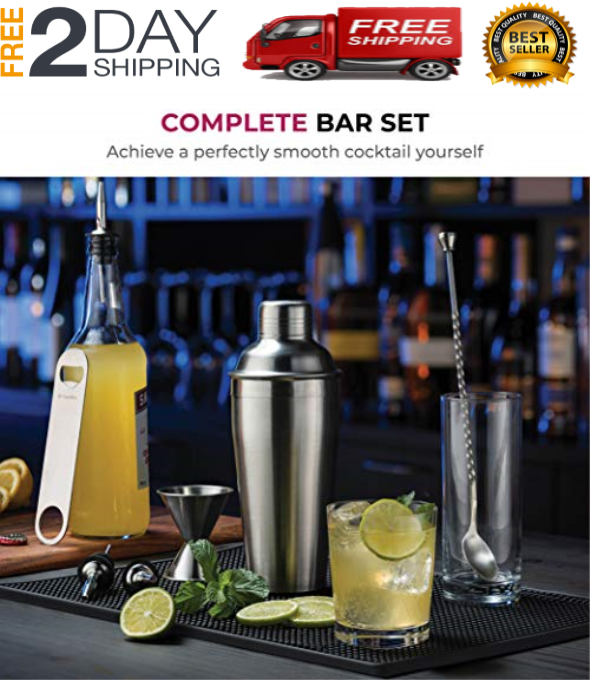 Set Para Preparar Y Mezclar Cocteles Vaso Mezclador,Cuchara Medidor Recetas-NEW - Fresh Stock Dated February 2026