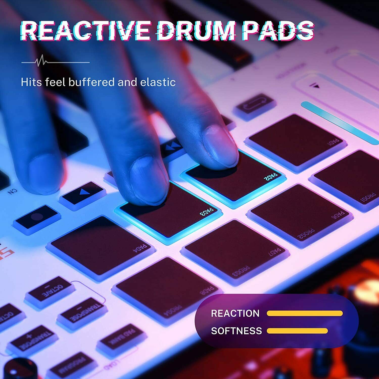 Donner Mini MIDI Keyboard Controller 25-Key with 8 Drum Pad Portable Light White - Fresh Stock Dated December 2025