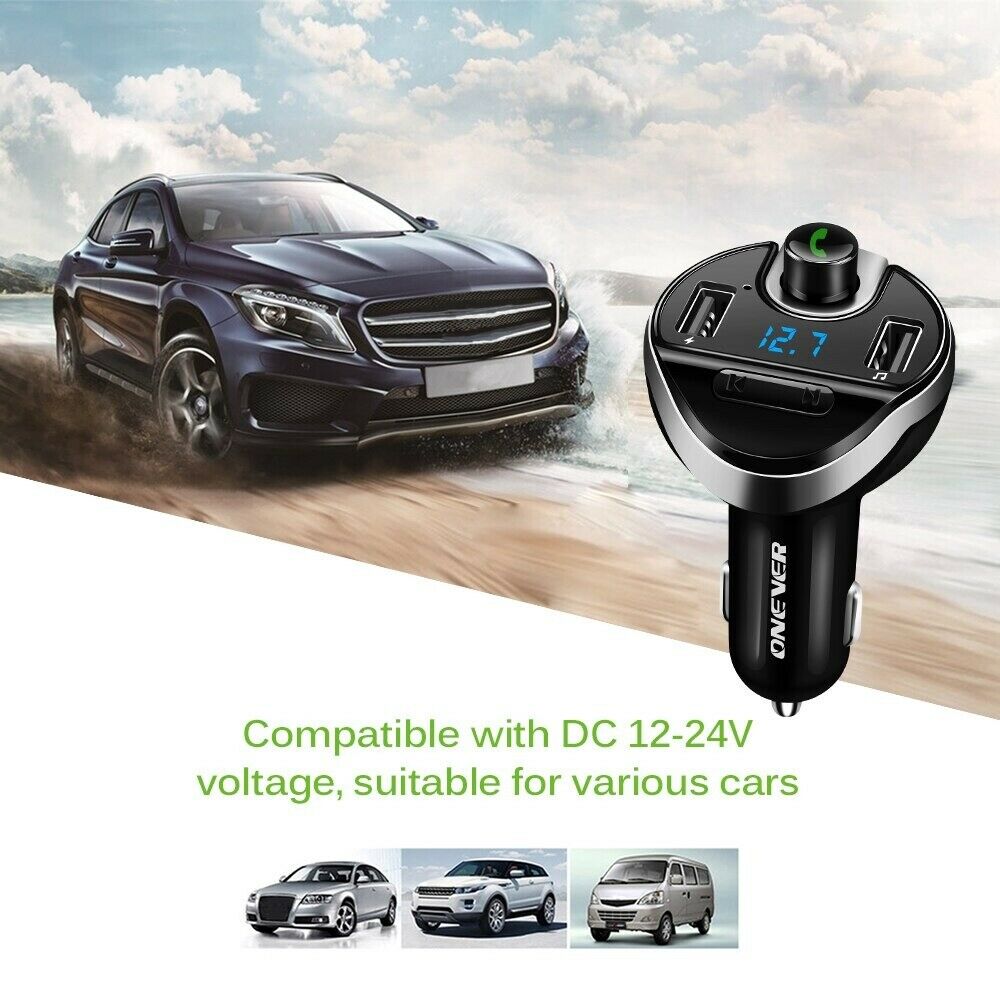 Bluetooth Music Player FM Transmitter Modulator Car Kit with 2.1A USB Car Charge - Fresh Stock Dated December 2025