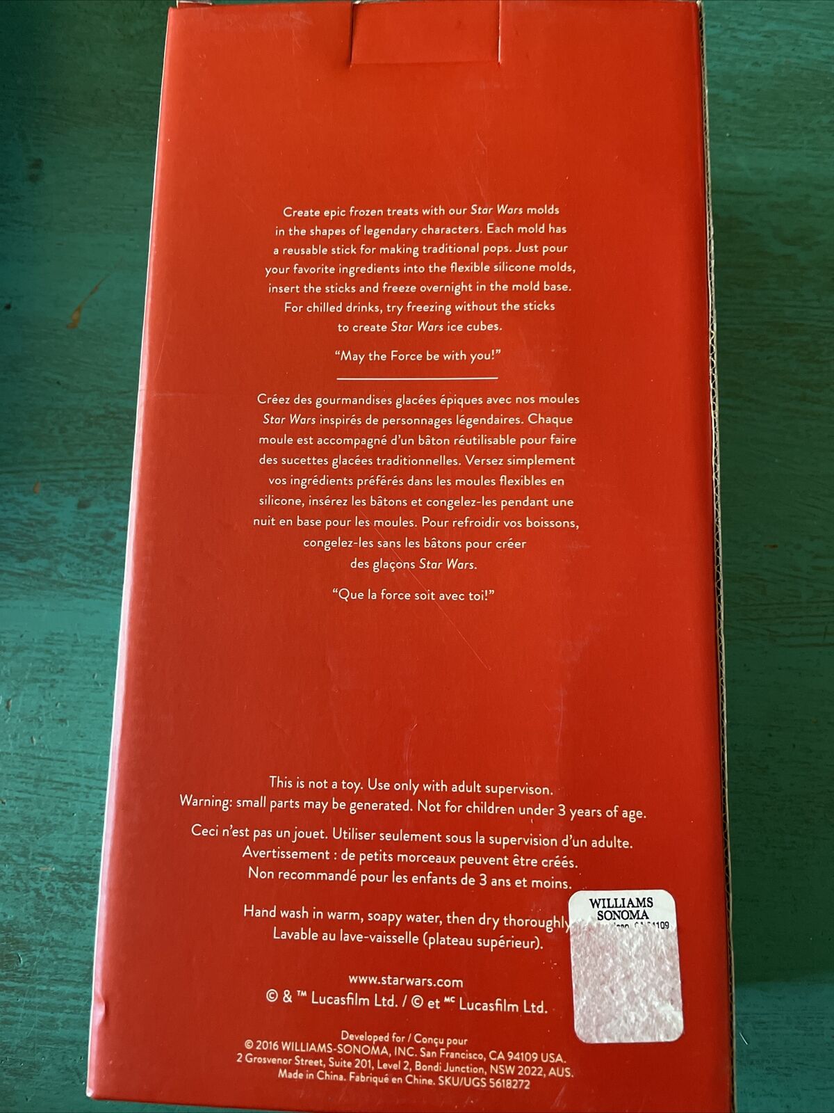 William-Sonoma Star Wars Ice Pop  Molds, New In Box - Fresh Stock Dated February 2026