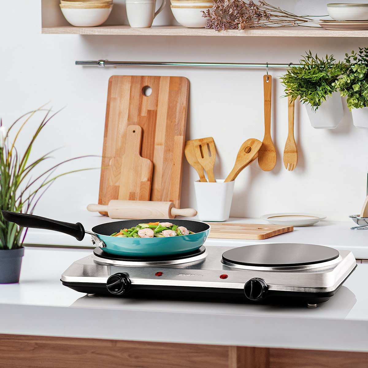 Electric Cooktop Burner Infrared Ceramic Glass Hot Plate 2 Two Cooking Stove - Fresh Stock Dated February 2026