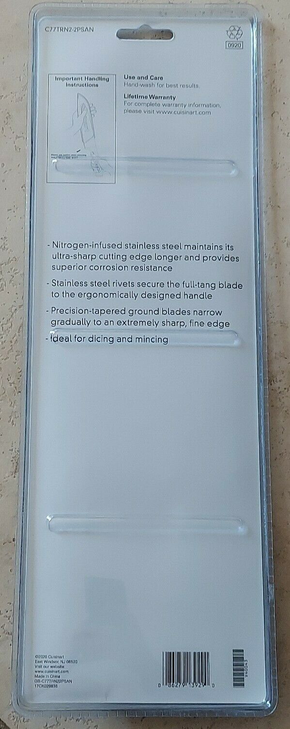 Cuisinart Classic Nitrogen Infused Santoku Knife Set Full-Tang Stainless Steel - Fresh Stock Dated February 2026