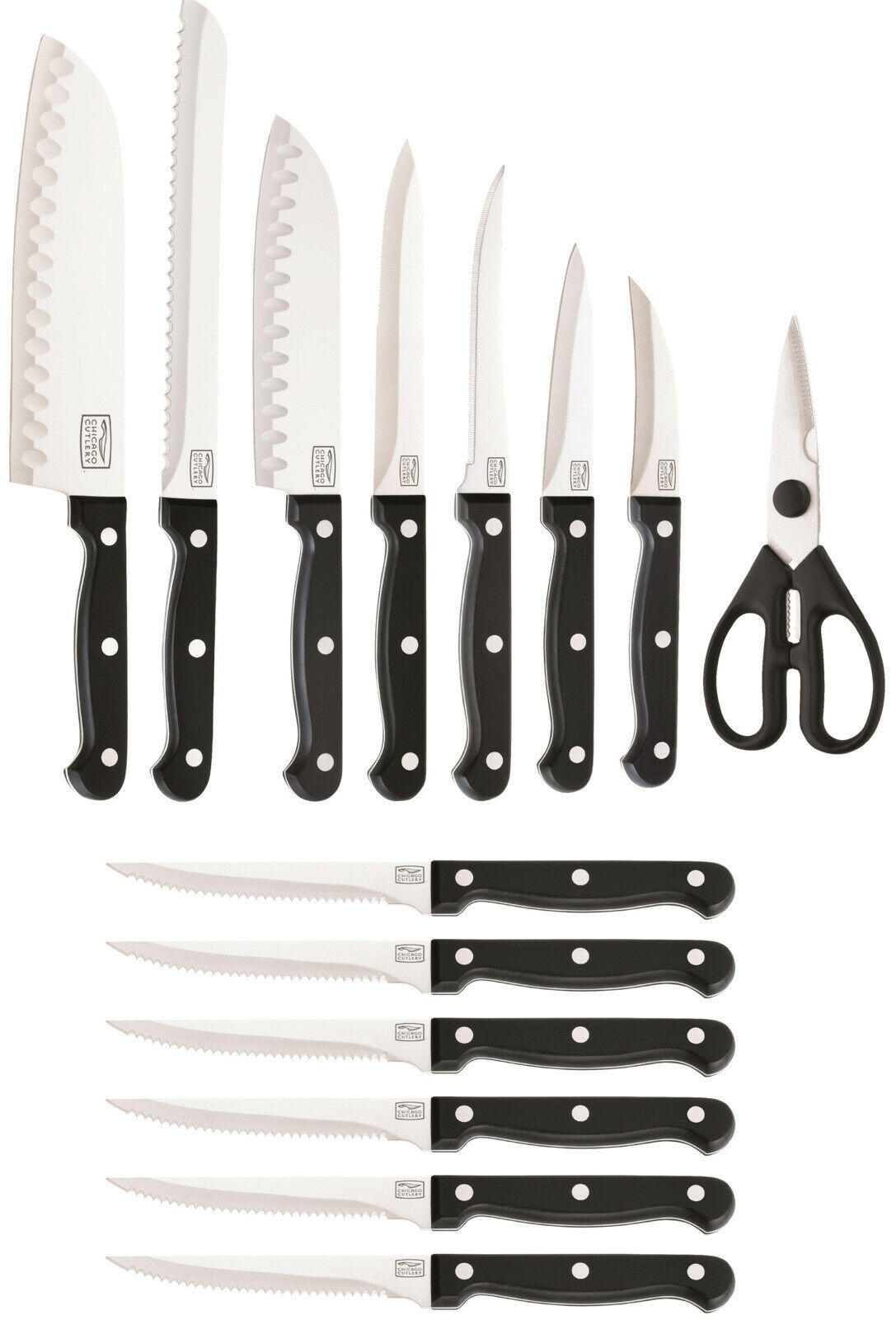 Chicago Cutlery Essentials 15-Piece Knife Block Set - Fresh Stock Dated January 2026