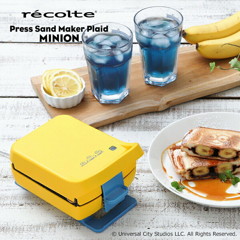 MINION x Recolte Press Hot Sand Maker Plaid with recipe AC100V pancake waffle - Fresh Stock Dated February 2026