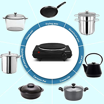 Elite Gourmet Countertop Electric Hot Burner, Single Black - Fresh Stock Dated February 2026