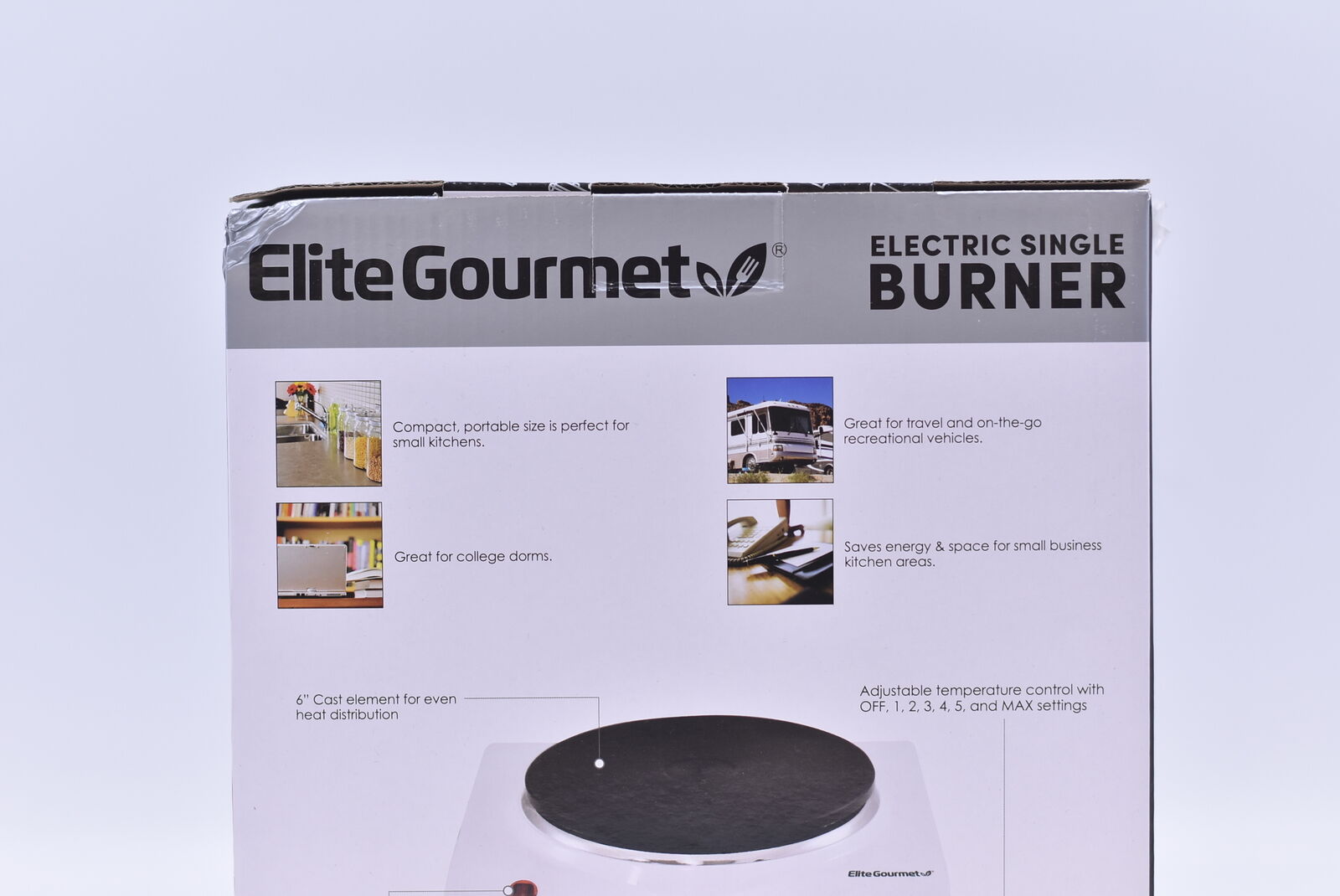 Elite Gourmet Cuisine Countertop Single Flat Burner with Temperature Control - Fresh Stock Dated February 2026