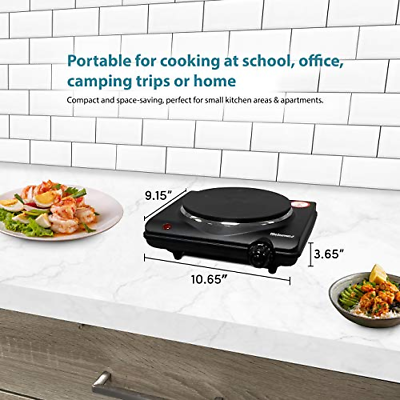 Elite Gourmet Countertop Electric Hot Burner, Single Black - Fresh Stock Dated February 2026