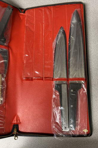 Vintage Vernon Vernco Black Angus Knife Set Hand Honed EXCELLENT 5 pc. + Case - Fresh Stock Dated January 2026