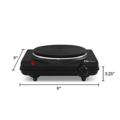 Elite Gourmet Countertop Electric Hot Burner, Single Black - Fresh Stock Dated February 2026