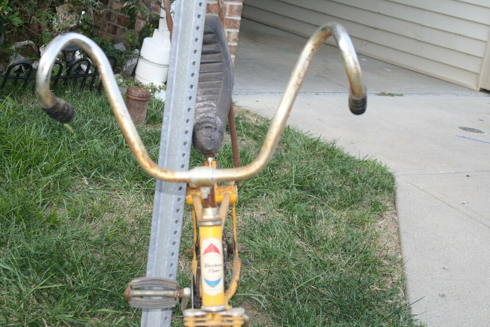 Rare Vintage Western Flyer 1950's Bike w curled handle bars 1 original tire nice - Fresh Stock Dated January 2026
