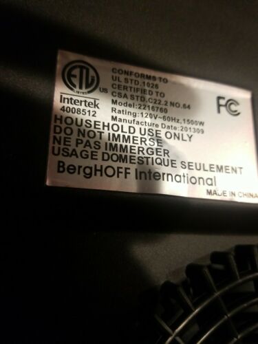 Berghoff Induction Cooktop 1500W 2216760 - Fresh Stock Dated February 2026