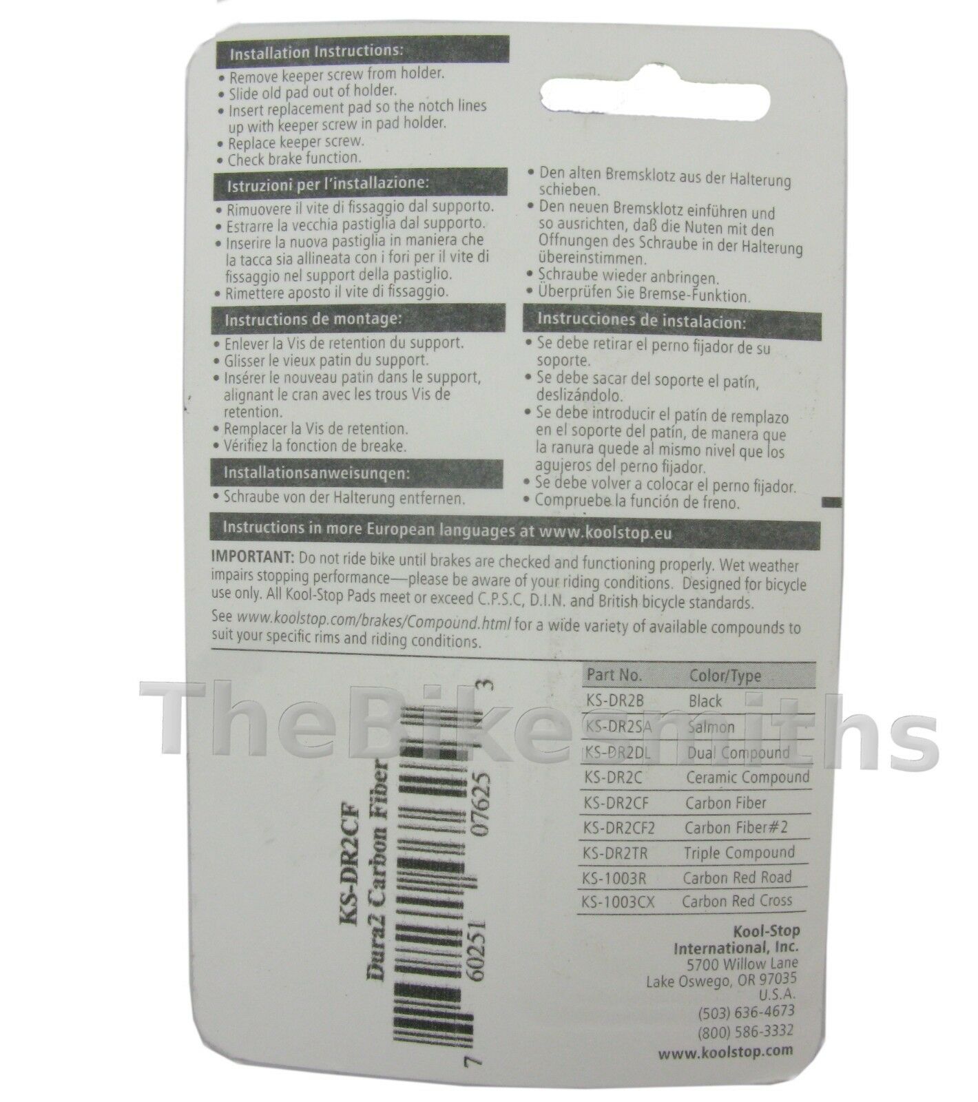 KOOLSTOP KS-DR2CF Dura2 Carbon Fiber Rim Brake Pad Inserts Replaceable Road Bike - Fresh Stock Dated December 2025