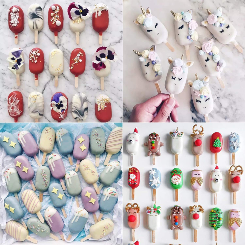 Ouddy Popsicle Molds for Kids, 2 Pcs Silicone Cake Pop Mold 4 Cavities Homemade - Fresh Stock Dated February 2026