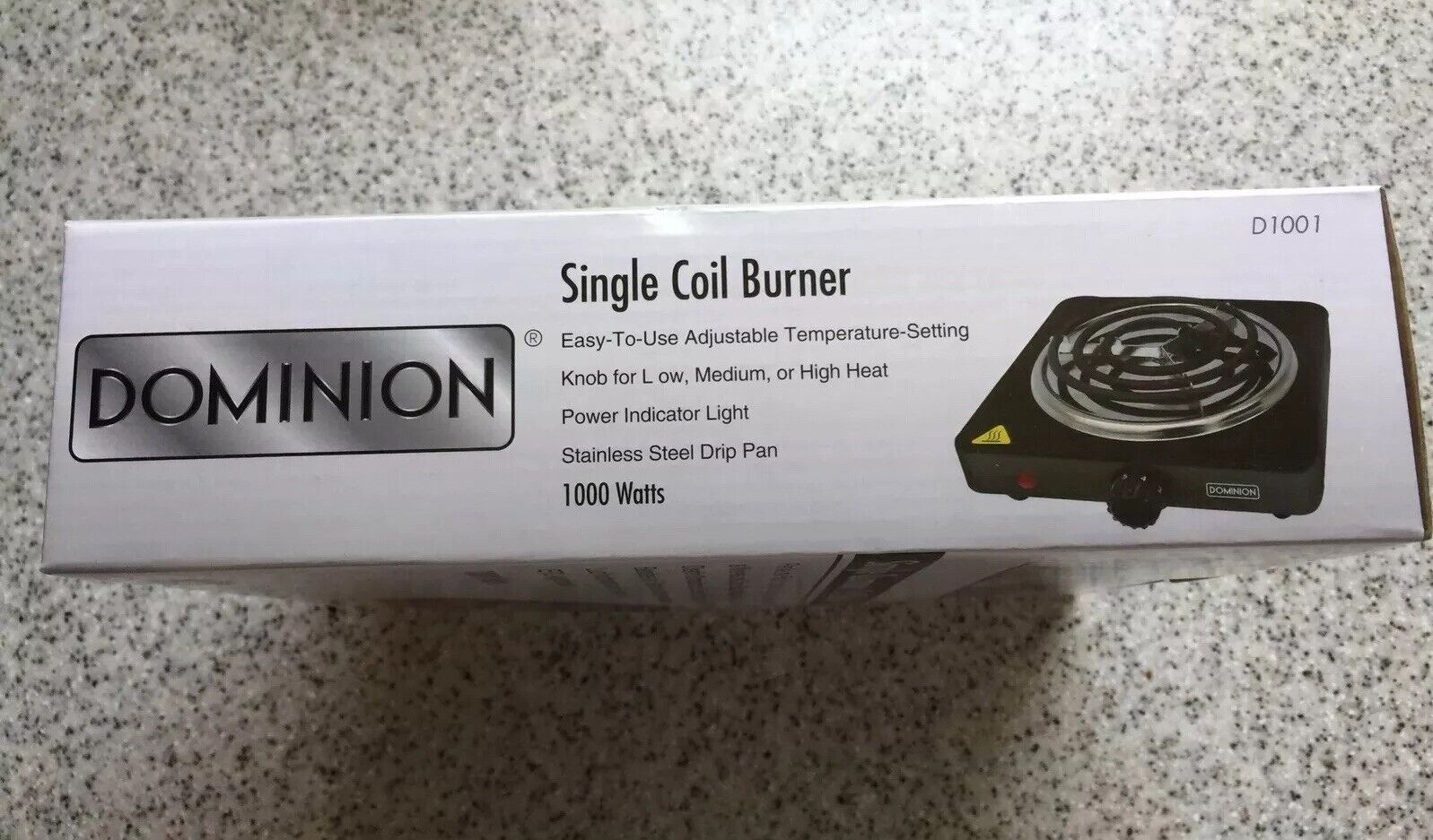 Dominion Model D1001 Single Coil Burner, 1000-Watts, Black - Fresh Stock Dated February 2026