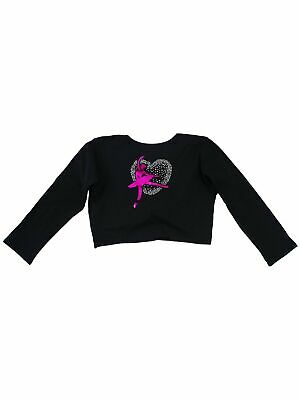 Wenchoice Girls Black Ballet Girl Heart Applique Long Sleeve Wrap Top 9M-8 - Fresh Stock Dated December 2025