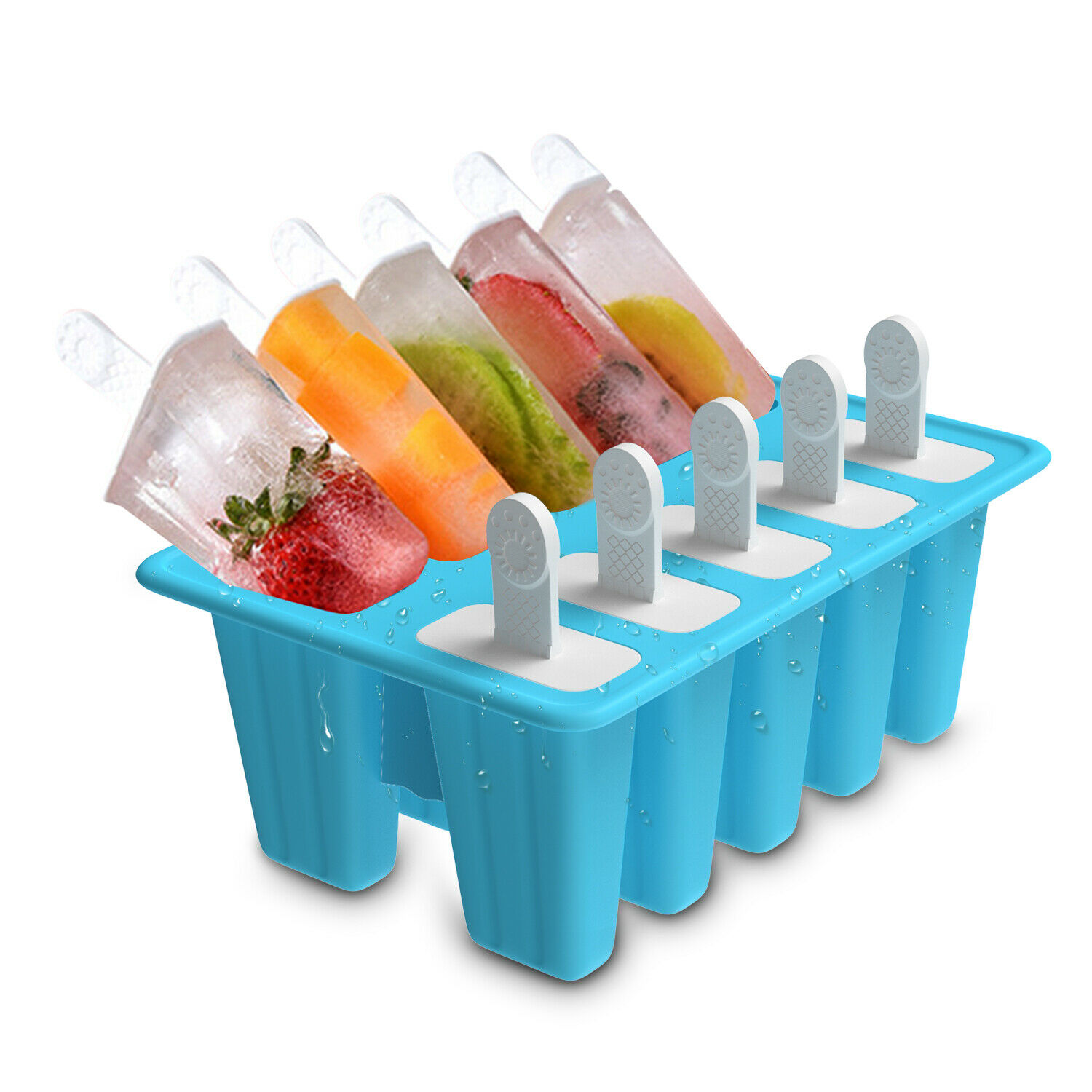 New Silicon 10Cell Ice Cream Mold DIY Frozen Popsicle Kitchen Ice Tray Cover Lid - Fresh Stock Dated January 2026