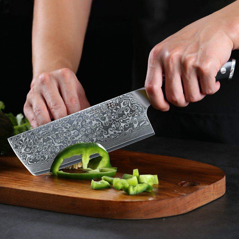 TURWHO 7inch Nakiri Knife Kitchen 67-Layer Japanese VG10 Damascus Steel Knives - Fresh Stock Dated January 2026