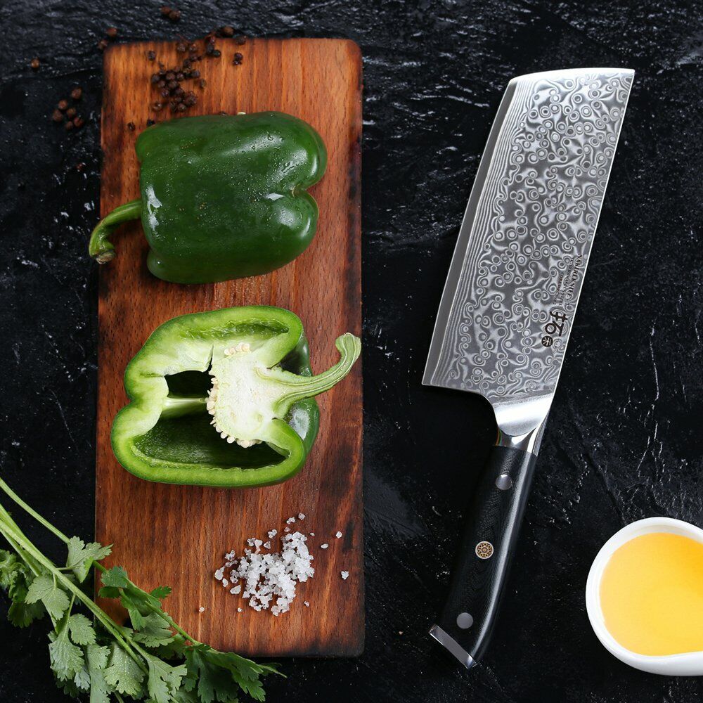 TURWHO 7inch Nakiri Knife Kitchen 67-Layer Japanese VG10 Damascus Steel Knives - Fresh Stock Dated January 2026