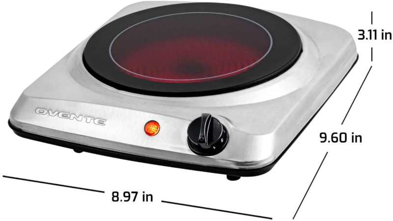Ovente Electric Glass Infrared Burner 7 Inch Single Hot Plate 1000 Watt Portable - Fresh Stock Dated February 2026