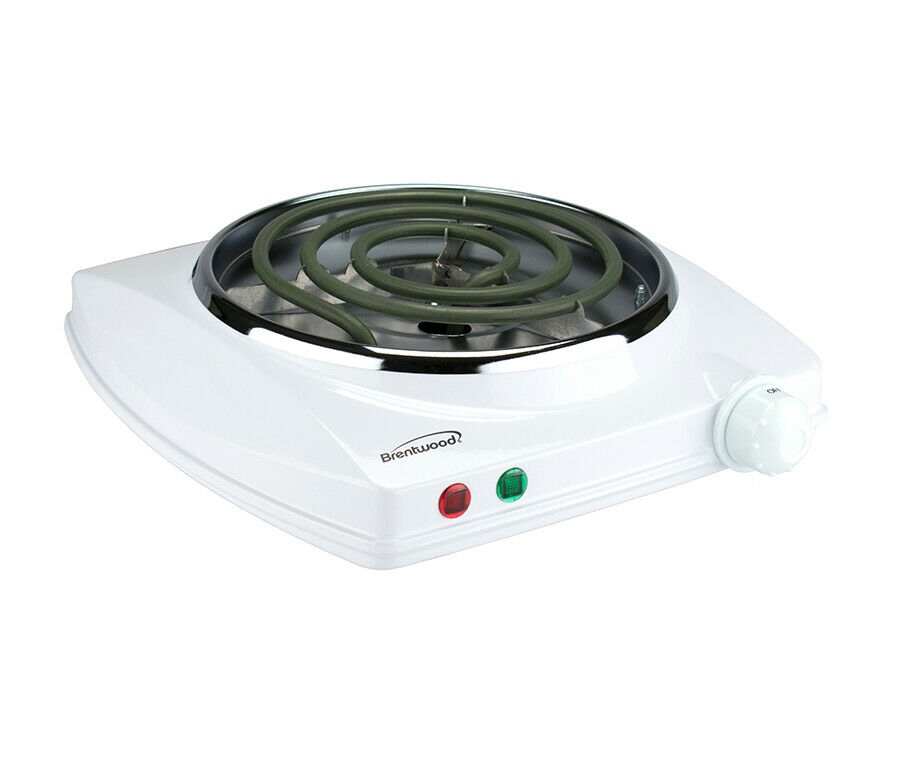 Brentwood TS-322 1000 Watt Single Electric Burner Adjustable Heat White 120V NEW - Fresh Stock Dated February 2026