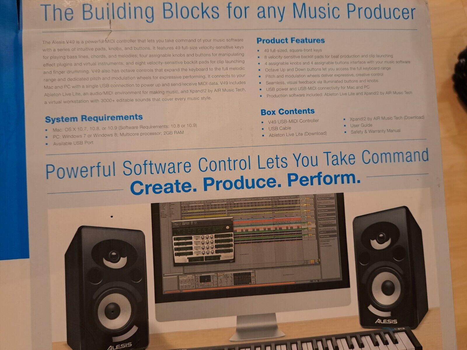 Alesis V49 USB Midi Pad Keyboard Controller - Fresh Stock Dated December 2025