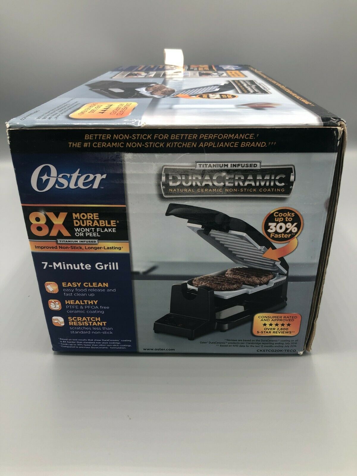 New Oster 7 Minute Vertical Flip DuraCeramic Indoor Grill - Black Open Box - Fresh Stock Dated February 2026
