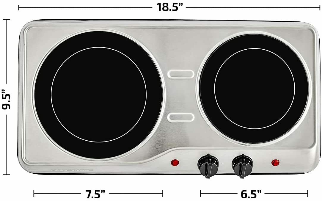 Electric Cooktop Burner Infrared Ceramic Glass Hot Plate 2 Two Cooking Stove ... - Fresh Stock Dated January 2026