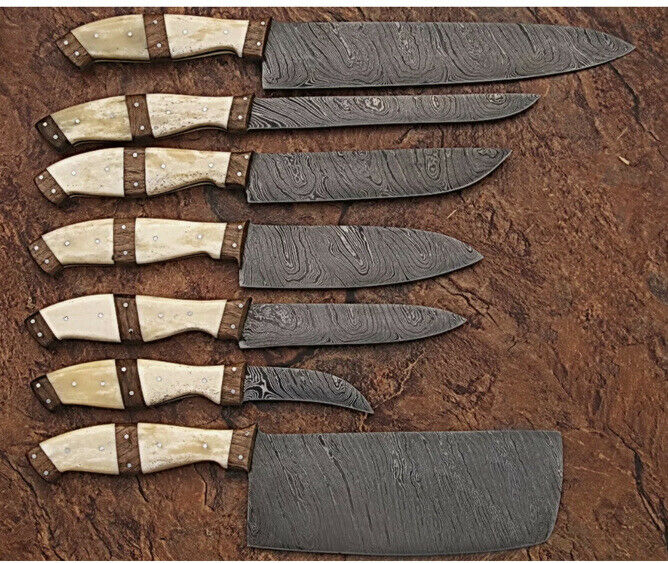 7”pieces Handmade HAND FORGED DAMASCUS STEEL CHEF KNIFE Set  KITCHEN Knives SET - Fresh Stock Dated February 2026