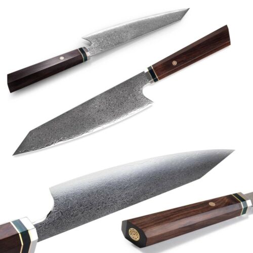 JAPANESE 8’ VG10 67 LAYER KIRITSUKE DAMASCUS CHEF KITCHEN KNIFE WOODEN HANDLE - Fresh Stock Dated January 2026