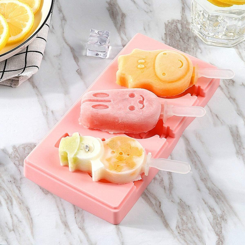 Popsicle Molds Set of 3, SiliconeIce Pop Molds Ice Cream Mold Cake with Lid-Pink - Fresh Stock Dated February 2026