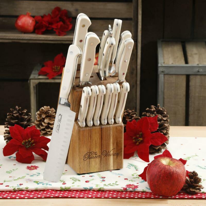 The Pioneer Woman Frontier Collection 14 Piece Cutlery Set With Wood Block Linen - Fresh Stock Dated January 2026