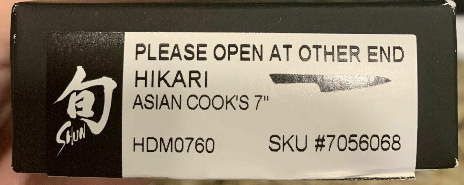 NEW Shun Hikari Asian Cook’s Chef 7 In. Knife HDM0760 - Fresh Stock Dated January 2026