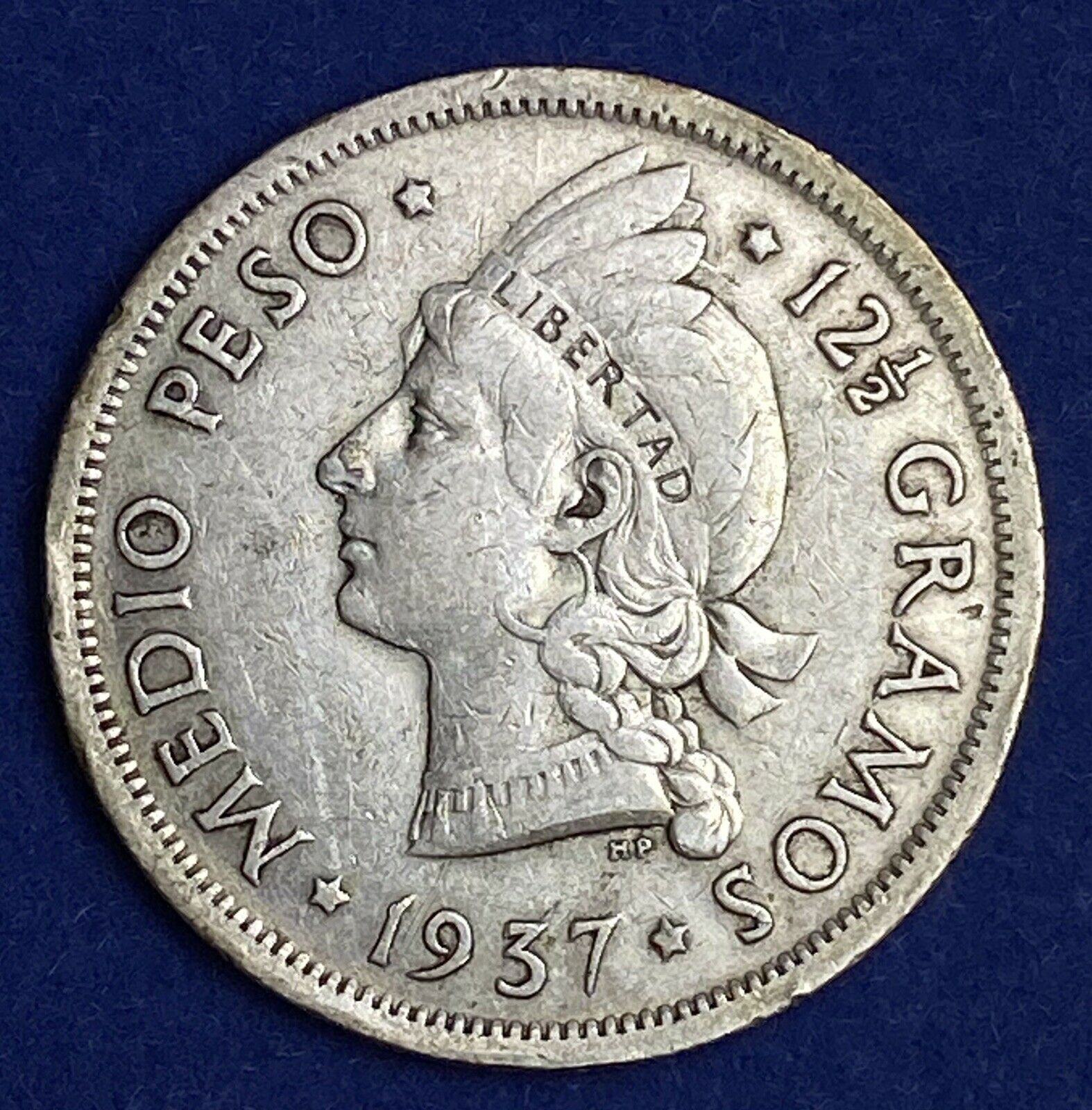 Dominican Republic 1937 1/2 Peso Silver VF - Fresh Stock Dated December 2025