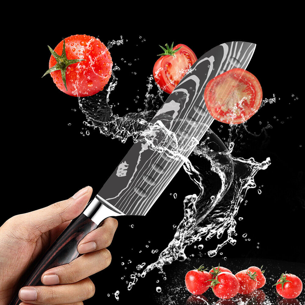 4Pcs Kitchen Knife Set Pro Chef Knives Damascus Pattern Stainless Steel Cleaver - Fresh Stock Dated February 2026