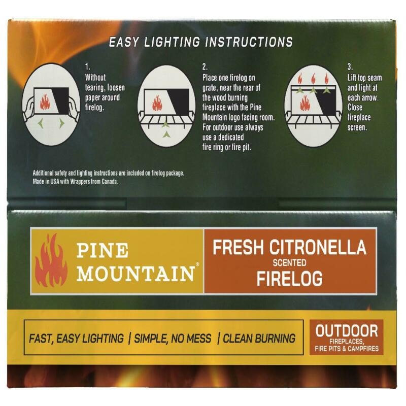 Pine Mountain Citronella Scented Firelog 4 Pack Case - Fresh Stock Dated December 2025