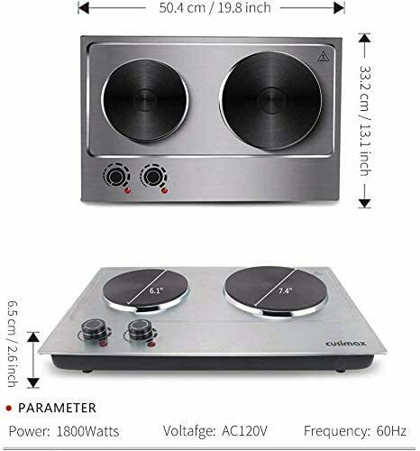 Hot Plate Electric Double Burner Cast Iron Heating Plate Outdoor Stove 1800W - Fresh Stock Dated February 2026