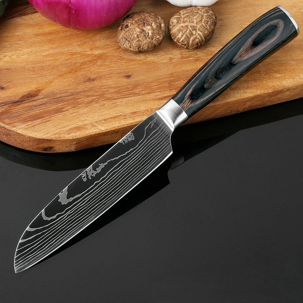 4Pcs Kitchen Knife Set Pro Chef Knives Damascus Pattern Stainless Steel Cleaver - Fresh Stock Dated February 2026