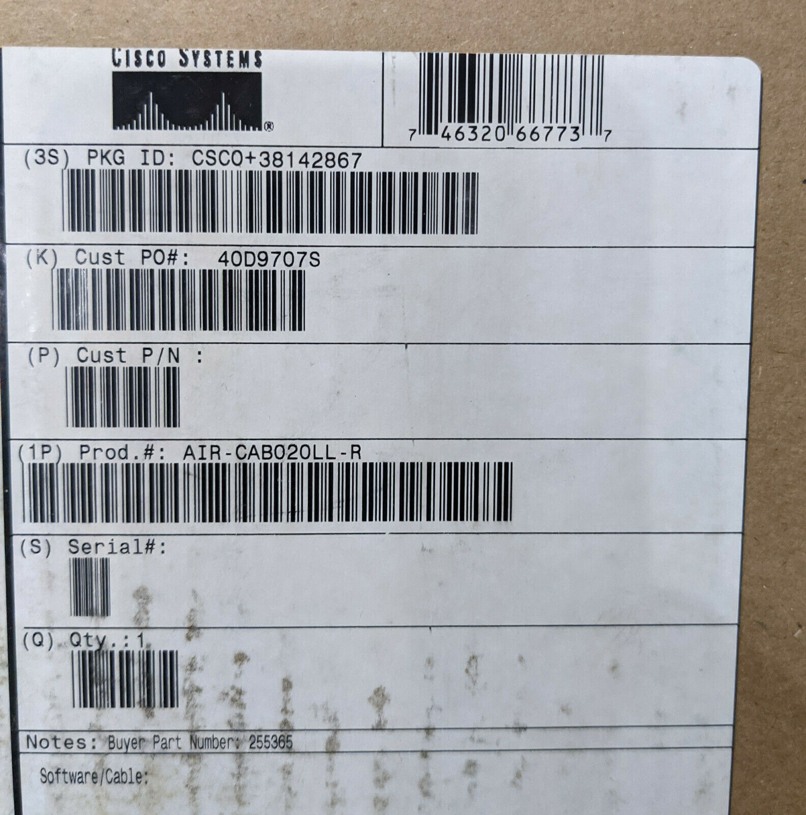 Cisco AIR-CAB005LL-R 20ft Low-Loss 2.4GHZ RF Cable RP-TNC Connectors New In Box - Fresh Stock Dated December 2025