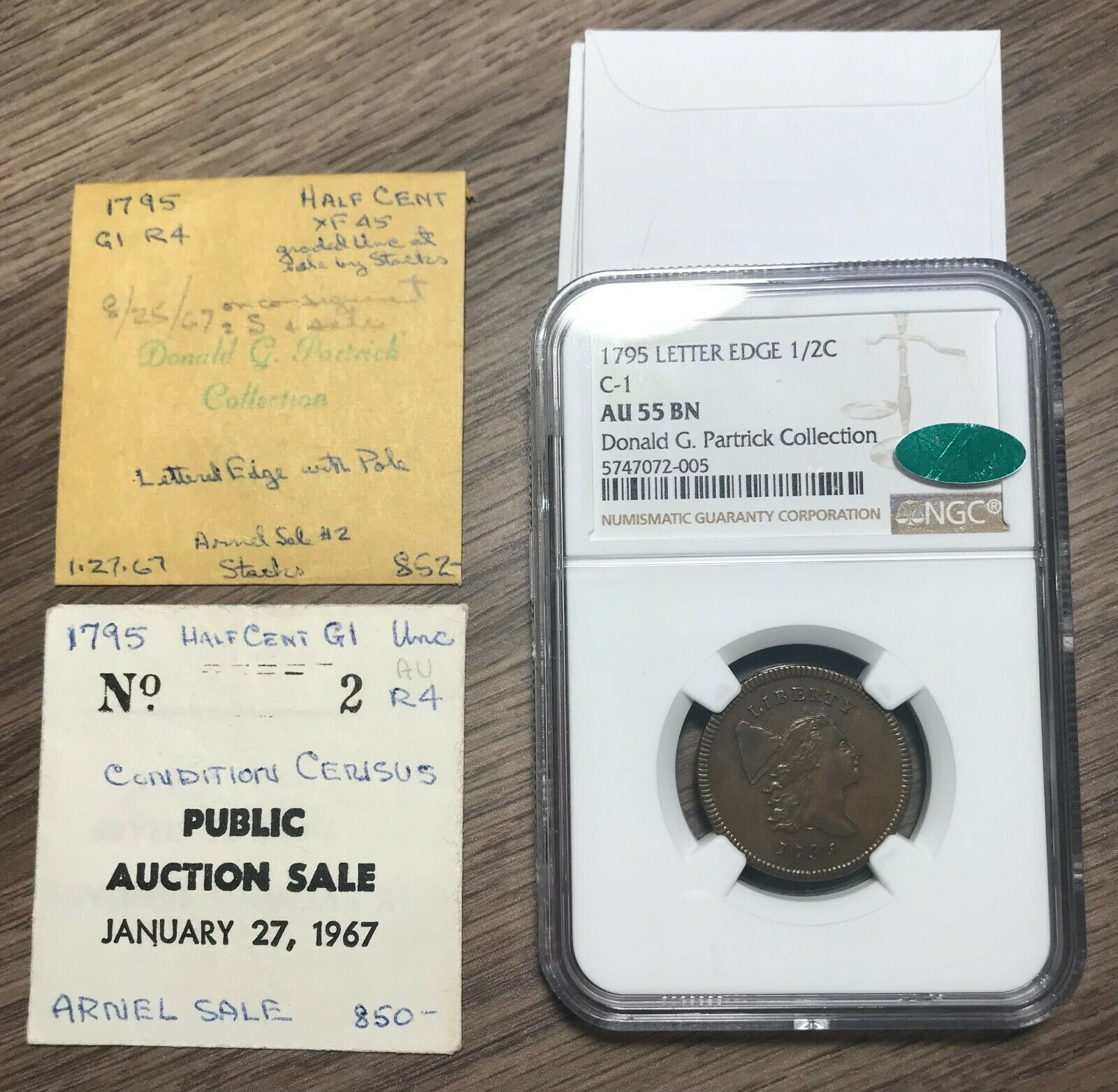 1795 C-1 R-2 NGC AU 55 CAC Liberty Cap Half Cent Coin 1/2c - Fresh Stock Dated December 2025