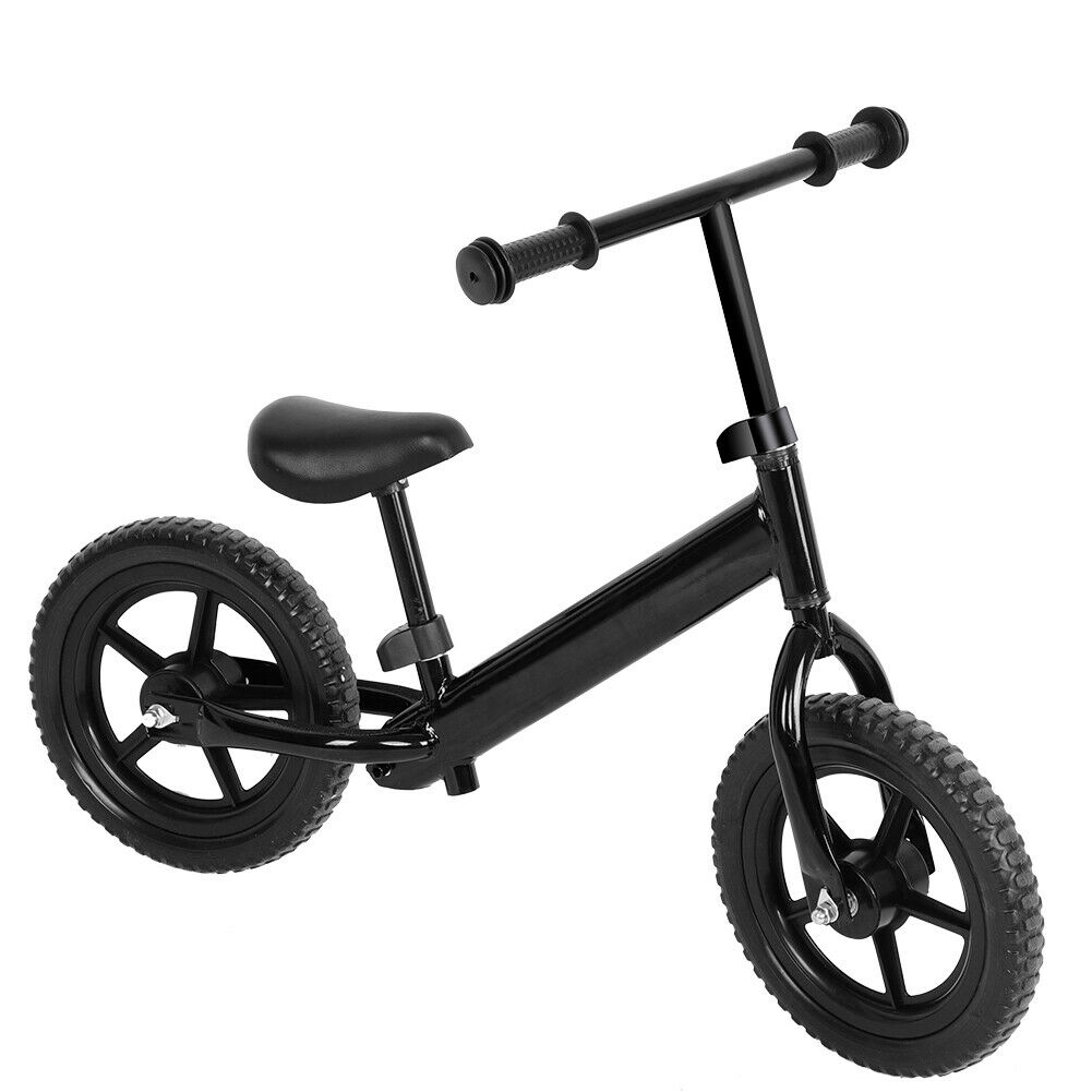 12inch Wheel Carbon Steel Kids Balance Bicycle Children No-Pedal New Bike Black - Fresh Stock Dated January 2026
