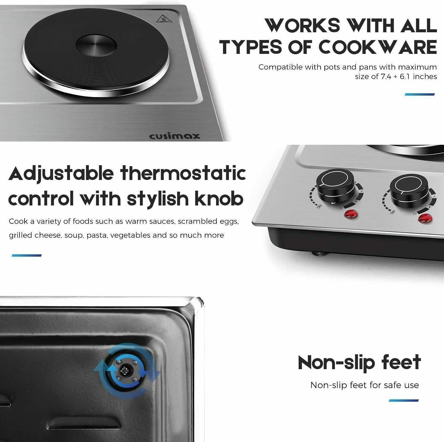 Hot Plate Electric Double Burner Cast Iron Heating Plate Outdoor Stove 1800W - Fresh Stock Dated February 2026