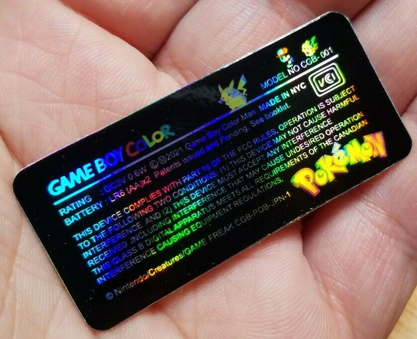 1 Game Boy Color **CGB-001** HOLO Special Pikachu Edition POKEMON *LABEL ONLY* - Fresh Stock Dated February 2026
