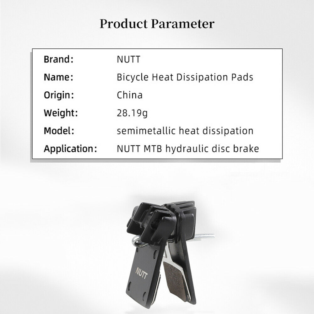 NUTT Disc Brake Pad MTB Bike Hydraulic Caliper Heat Dissipation Semi Metal Resin - Fresh Stock Dated December 2025