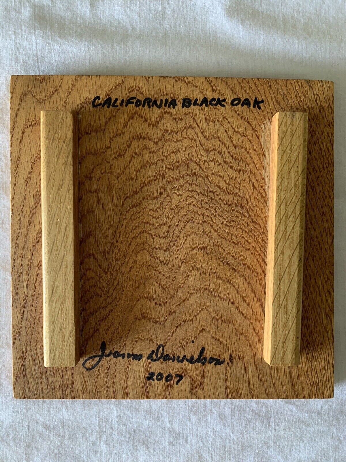 Carved Wood Trivet Oak Hot Plate Signed Stand 8”x8” 2007 - Fresh Stock Dated February 2026