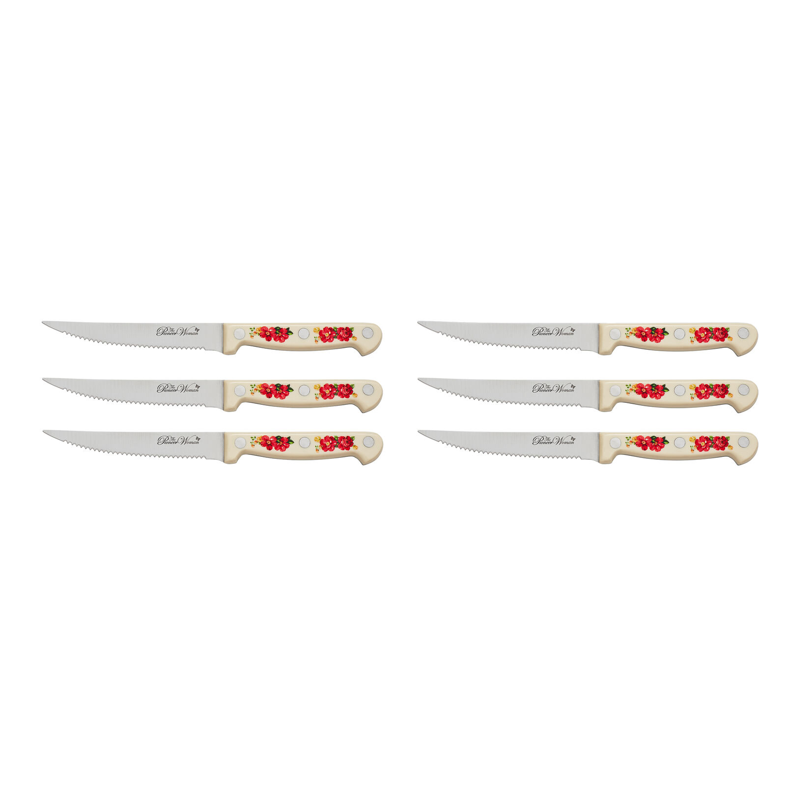 Pioneer Woman Vintage Floral 14-Piece Cutlery Kitchen Set Wood Block Home Dining - Fresh Stock Dated January 2026