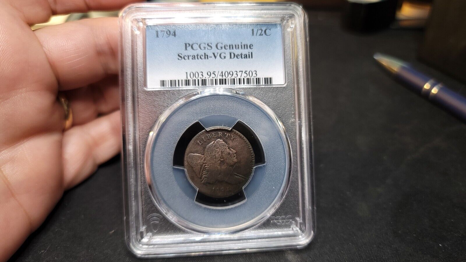 1794 Normal Head, Small Letters Edge, Half Cent 1/2C C-3a, B-5b PCGS VG Scratch - Fresh Stock Dated December 2025